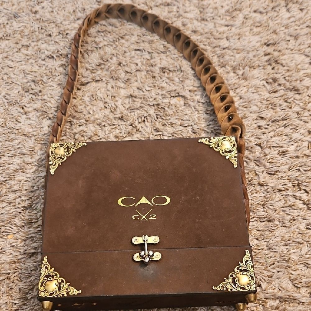 Elegant Brown and Gold Shoulder Bag with Braided Strap